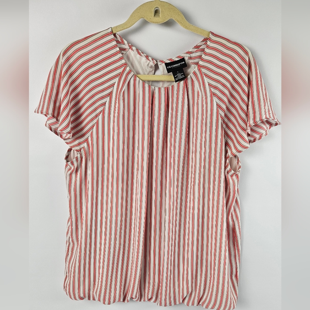 Liz Claiborne Red and White Striped Blouse